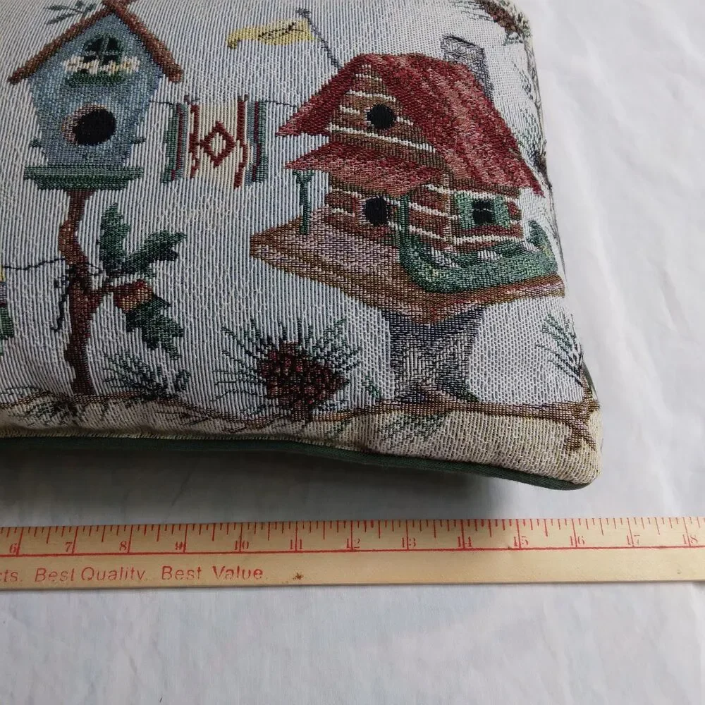 Cabins For Rent Bird House Tapestry Decorative Throw Pillow 16” Cottagecore Farm